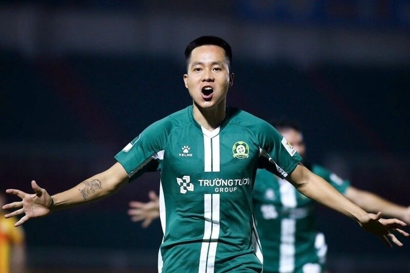 Cầu thủ Bình Phước FC ăn mừng bàn thắng